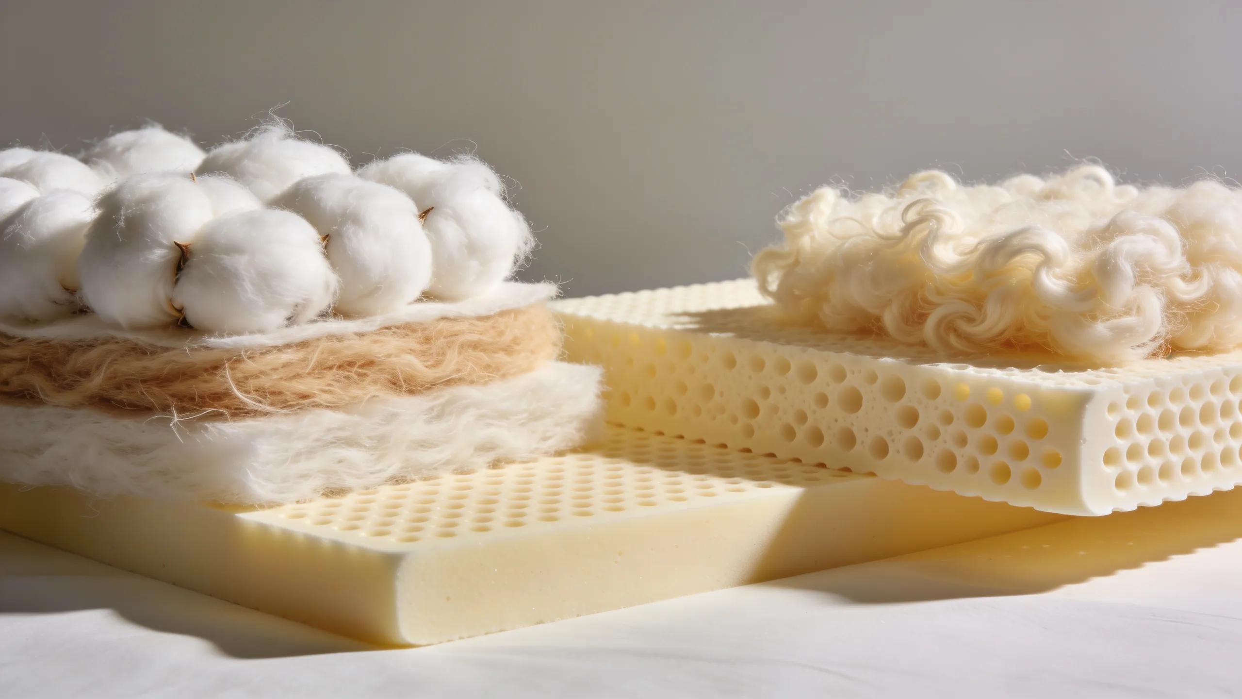 Natural bedding materials including organic cotton and wool ideal for hypoallergenic mattresses